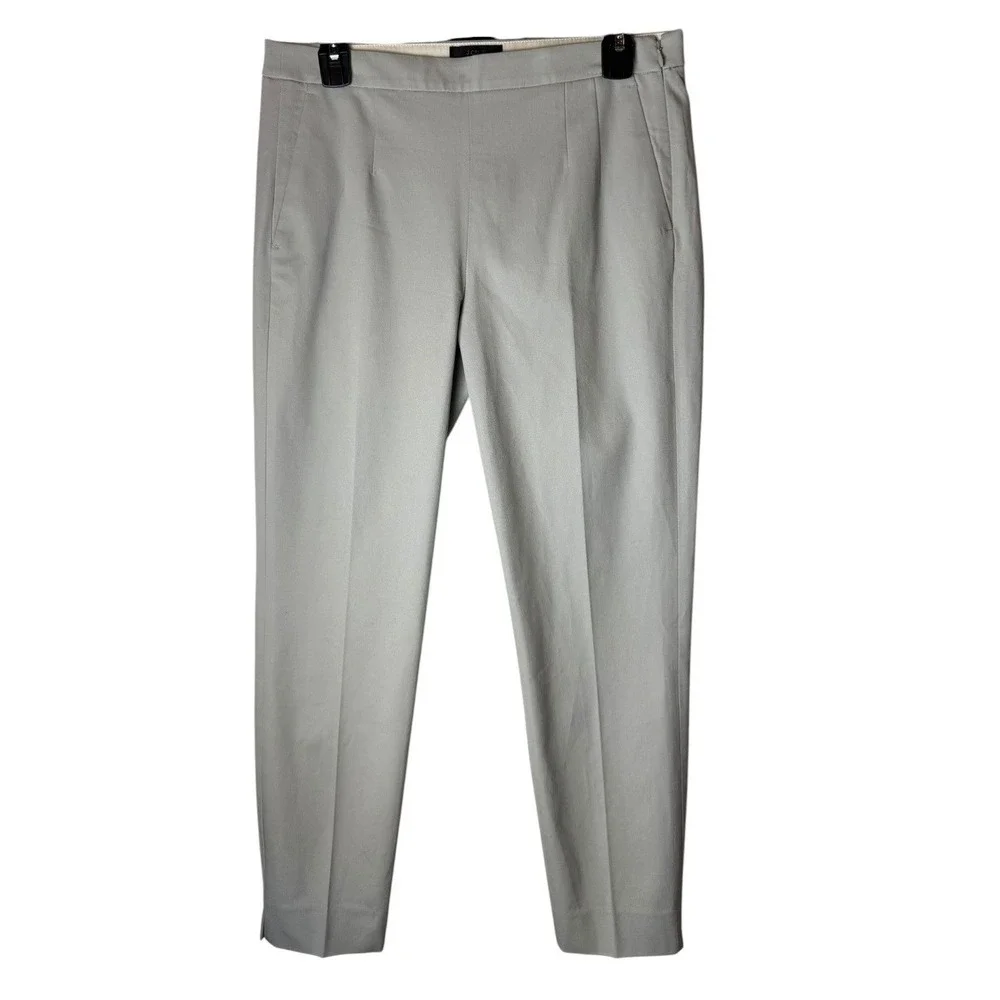 J Crew Martie Pants Women 6 Gray Crop Ankle Side Zip Stretch Trousers Preppy